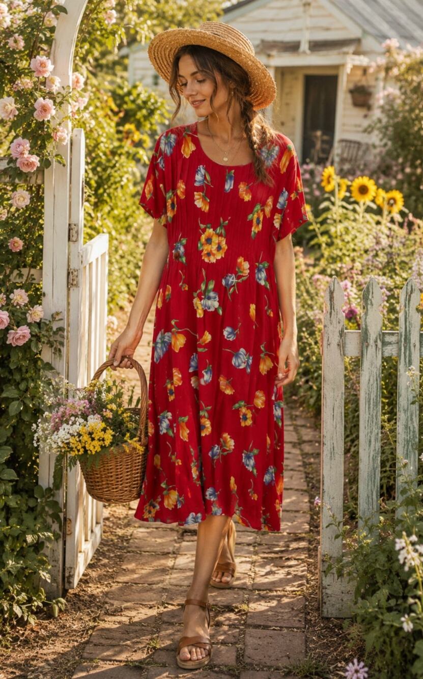 Vintage Positive Attitude Floral Cottage Core Farmhouse Kimono MilkMaid Sundress